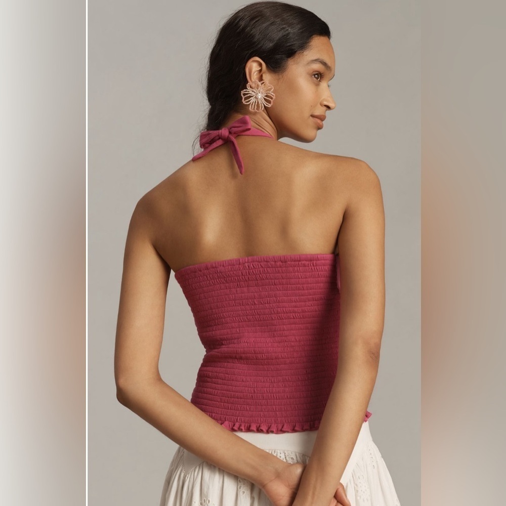 NWT! Anthropologie Raspberry The Danika Smocked Halter Tank - Size XL 💎 - Picture 3 of 7